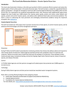 The Great Lakes Restoration Initiative - Invasive Species Focus Area handout